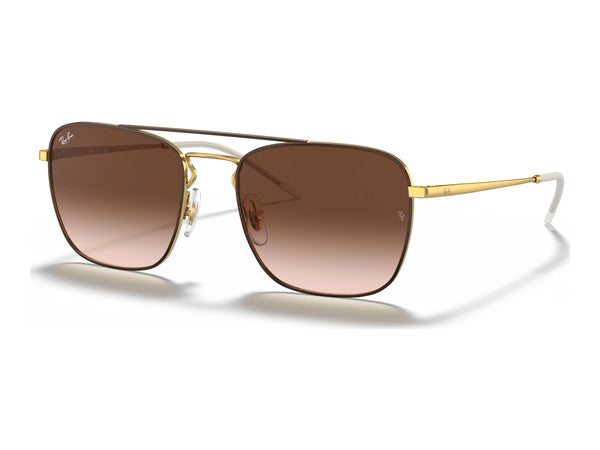 Ray-Ban RB3588 — Brown on Gold / Brown Gradient — quarter view