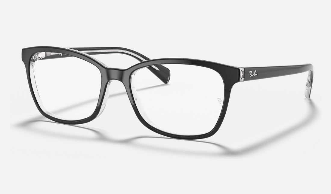 Ray-Ban RX5362 — Black on Transparent — quarter view