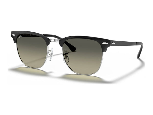 Ray-Ban Clubmaster Metal RB3716 — Black on Silver / Grey Gradient — quarter view
