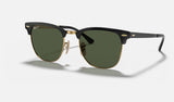 Ray-Ban Clubmaster Metal RB3716 — Black on Gold / G-15 Green Polarized — quarter view