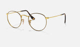 Ray-Ban Round Metal RX3447V — Havana on Gold — quarter view