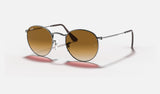 Ray-Ban Round Metal RB3447N — Gunmetal / Light Brown Gradient — quarter view