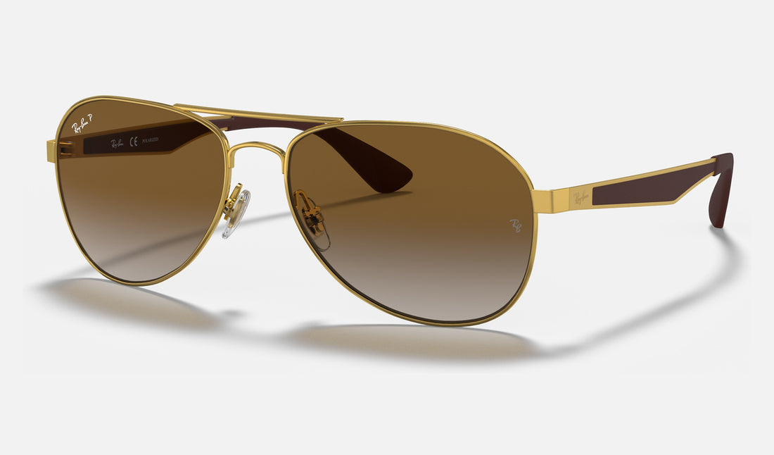 Ray-Ban RB3549 — Arista Gold / Brown Polarized — quarter view