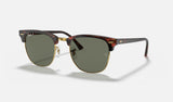 Ray-Ban Clubmaster Low Bridge Fit RB3016F — Red Havana / G-15 Green Polarized — quarter view