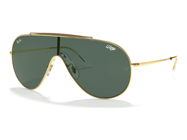 Ray-Ban Wings RB3597 — Arista Gold / Dark Green — quarter view
