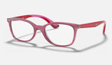 Ray-Ban Junior RY1586 — Transparent Red — quarter view