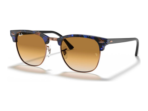 Ray-Ban Clubmaster RB3016 — Brown & Blue / Light Brown Gradient — quarter view