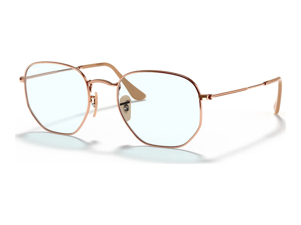 Ray-Ban Hexagonal RB3548N — Copper / Evolve Light Blue — quarter view