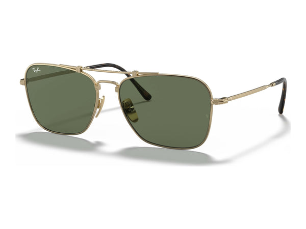 Ray-Ban Titanium RB8136 — Gold / Dark Green — quarter view