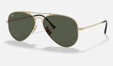 Ray-Ban Titanium RB8125 — Gold / Dark Green — quarter view