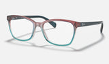 Ray-Ban RX5362 — Burgundy White & Blue — quarter view