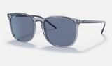 Ray-Ban RB4387 — Transparent Blue / Dark Blue — quarter view