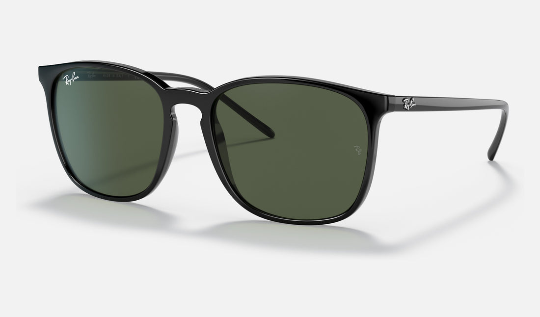 Ray-Ban RB4387 — Black / Green — quarter view
