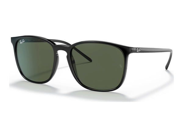 Ray-Ban RB4387 — Black / Green — quarter view