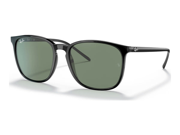 Ray-Ban RB4387F — Black / Green Classic — quarter view