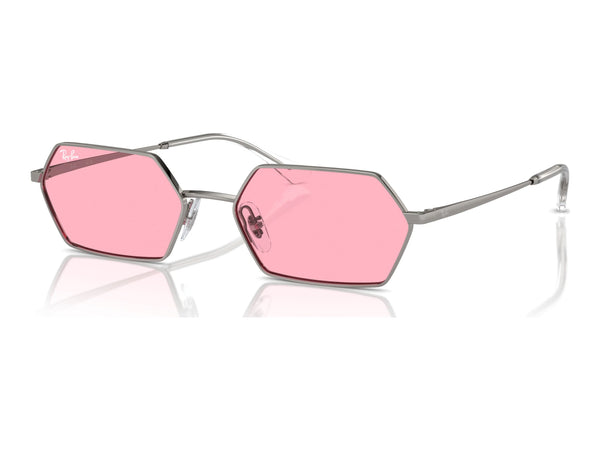 Ray-Ban Yevi RB3728 — Gunmetal / Pink — quarter view