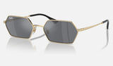 Ray-Ban Yevi RB3728 — Light Gold / Dark Grey — quarter view