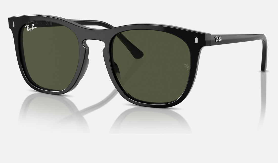 Ray-Ban RB2210 — Black / Green — quarter view
