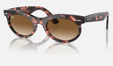 Ray-Ban Wayfarer Oval RB2242 — Pink Havana / Clear & Brown — quarter view