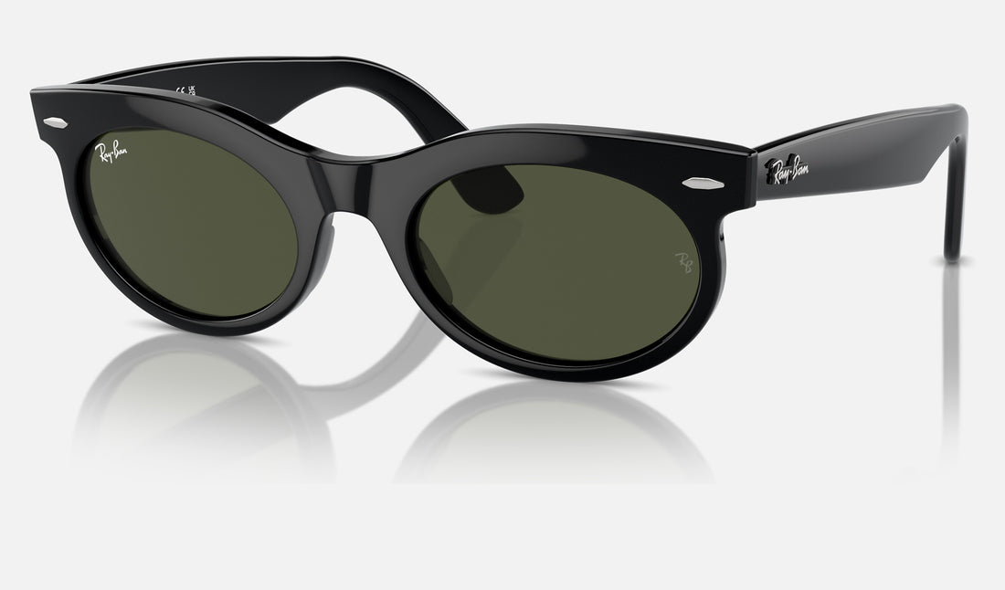 Ray-Ban Wayfarer Oval RB2242 — Black / Green — quarter view