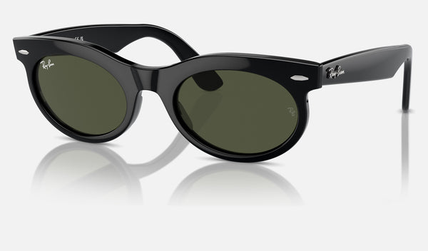 Ray-Ban Wayfarer Oval RB2242 — Black / Green — quarter view
