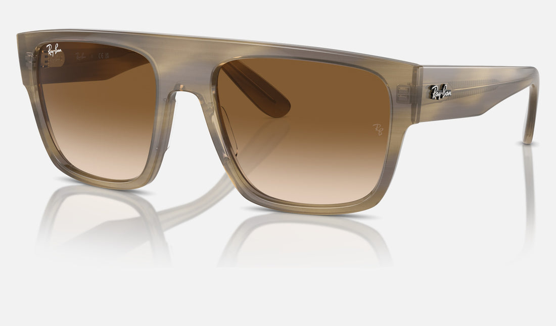 Ray-Ban Drifter RB0360S — Striped Green / Clear & Brown — quarter view