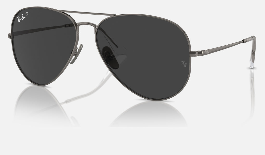 Ray-Ban Aviator Titanium RB8089 — Gunmetal / Black Polarized — quarter view