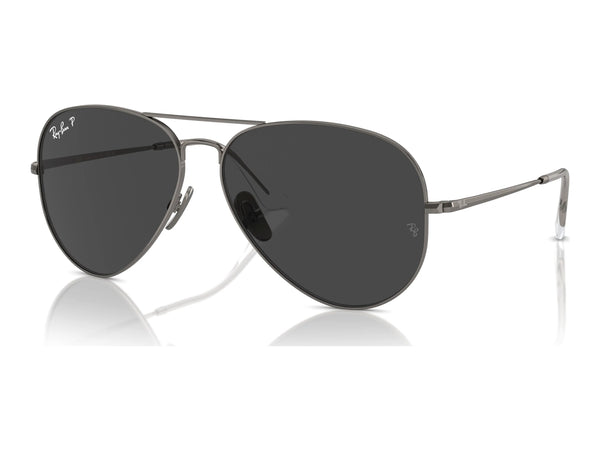 Ray-Ban Aviator Titanium RB8089 — Gunmetal / Black Polarized — quarter view