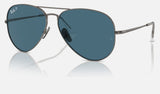 Ray-Ban Aviator Titanium RB8089 — Gunmetal / Blue Polarized+ — quarter view