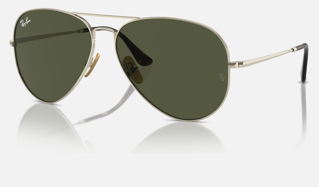 Ray-Ban Aviator Titanium RB8089 — Arista Gold / Green — quarter view