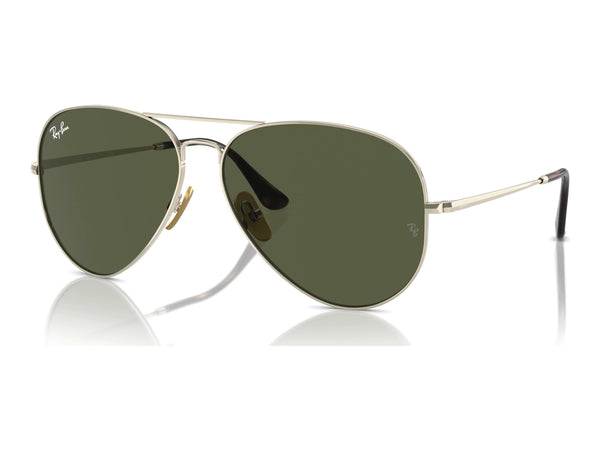 Ray-Ban Aviator Titanium RB8089 — Arista Gold / Green — quarter view