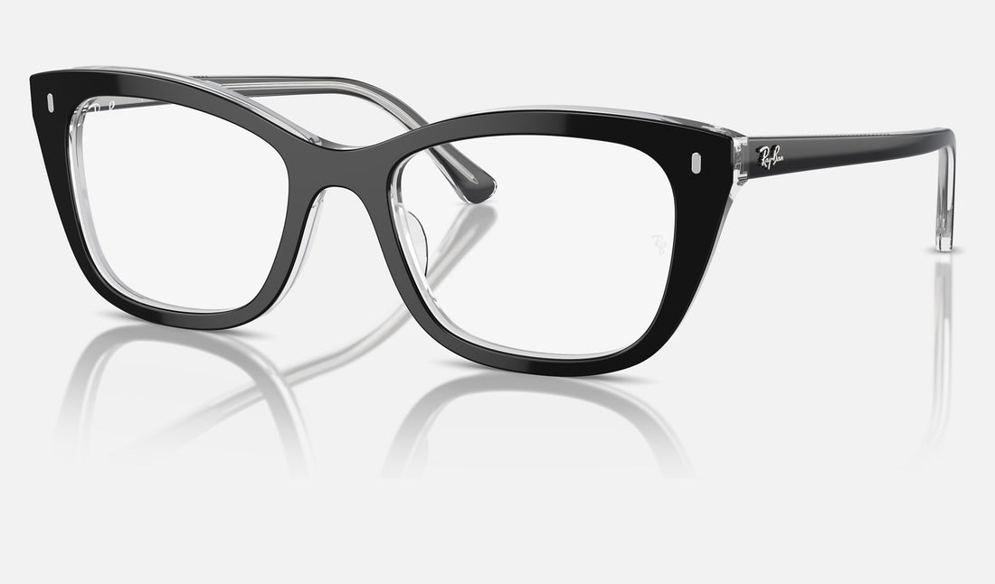 Ray-Ban RX5433 — Black on Transparent — quarter view