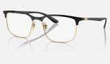 Ray-Ban RX6518 — Black on Gold — quarter view