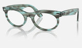 Ray-Ban Wayfarer Oval RX2242V — Striped Transparent Green — quarter view