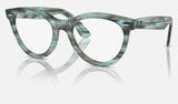 Ray-Ban Wayfarer Way RX2241V — Striped Transparent Green — quarter view