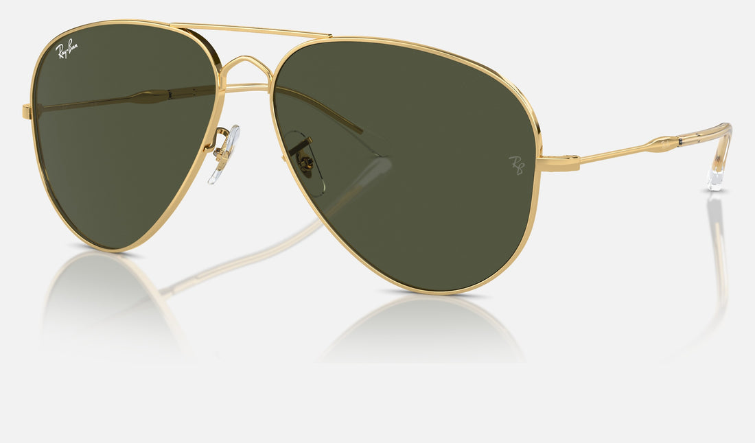 Ray-Ban Old Aviator RB3825 — Arista Gold / Green — quarter view