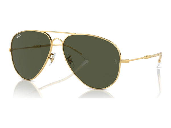 Ray-Ban Old Aviator RB3825 — Arista Gold / Green — quarter view