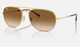 Ray-Ban Bain Bridge RB3735 — Arista Gold / Clear & Brown — quarter view