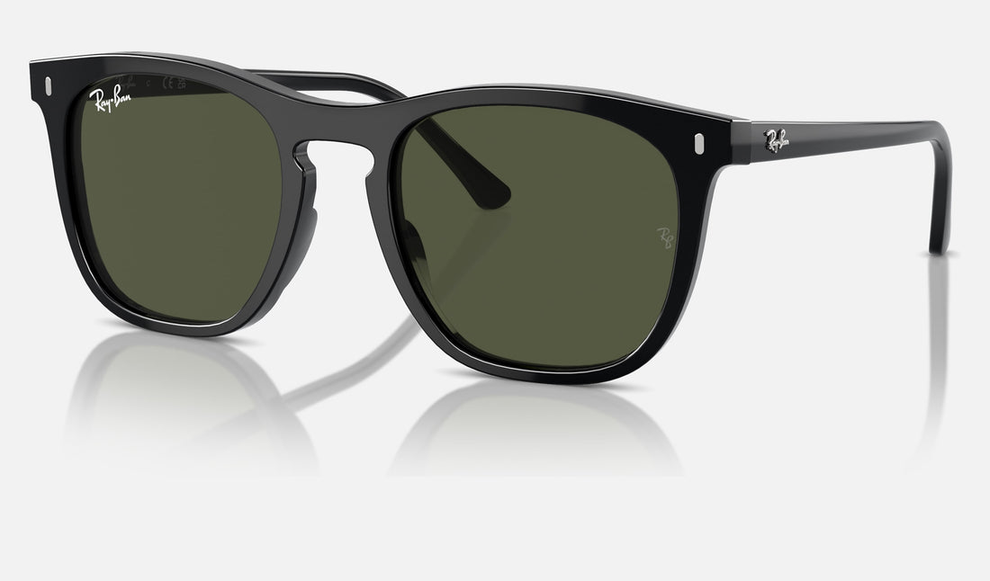 Ray-Ban RB2210F — Black / Green — quarter view