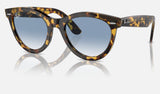 Ray-Ban Wayfarer Way RB2241F — Yellow Havana / Clear & Blue — quarter view