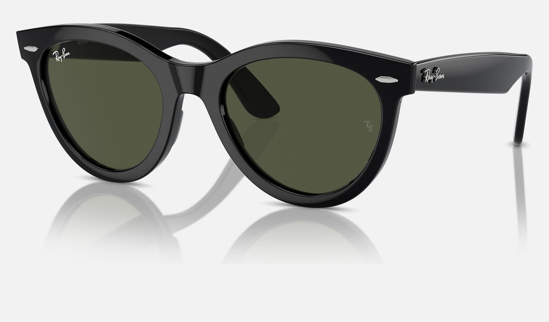 Ray-Ban Wayfarer Way RB2241F — Black / Green — quarter view