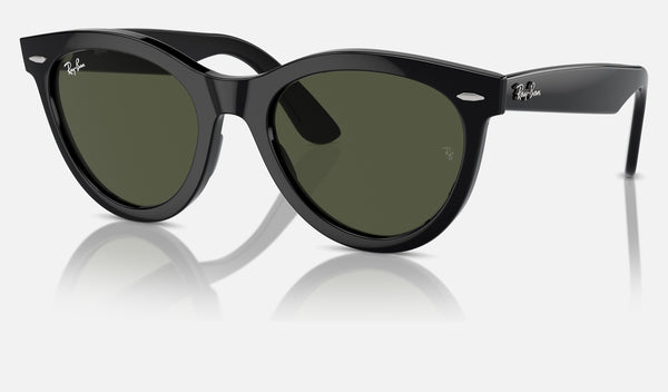 Ray-Ban Wayfarer Way RB2241F — Black / Green — quarter view