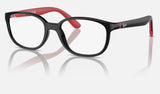 Ray-Ban Junior RY1632 — Black on Red — quarter view
