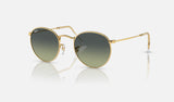 Ray-Ban Round Metal RB3447 — Arista Gold / Green Vintage — quarter view