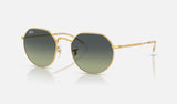 Ray-Ban Jack RB3565 — Arista Gold / Green Vintage — quarter view