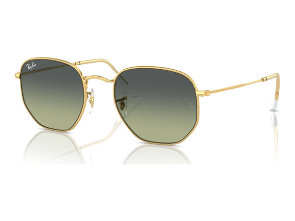Ray-Ban Hexagonal RB3548 — Arista Gold / Green Vintage — quarter view