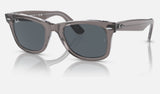Ray-Ban Wayfarer RB2140 — Grey on Transparent / Blue — quarter view