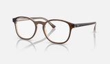 Ray-Ban RX5417 — Brown on Transparent Light Brown — quarter view