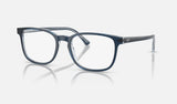 Ray-Ban RX5418 — Blue on Transparent Blue — quarter view