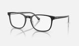 Ray-Ban RX5418 — Dark Grey on Transparent Grey — quarter view